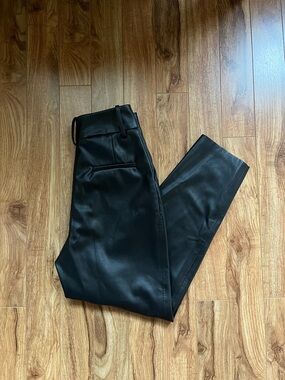 Zara Black Faux Leather Pleated Pants